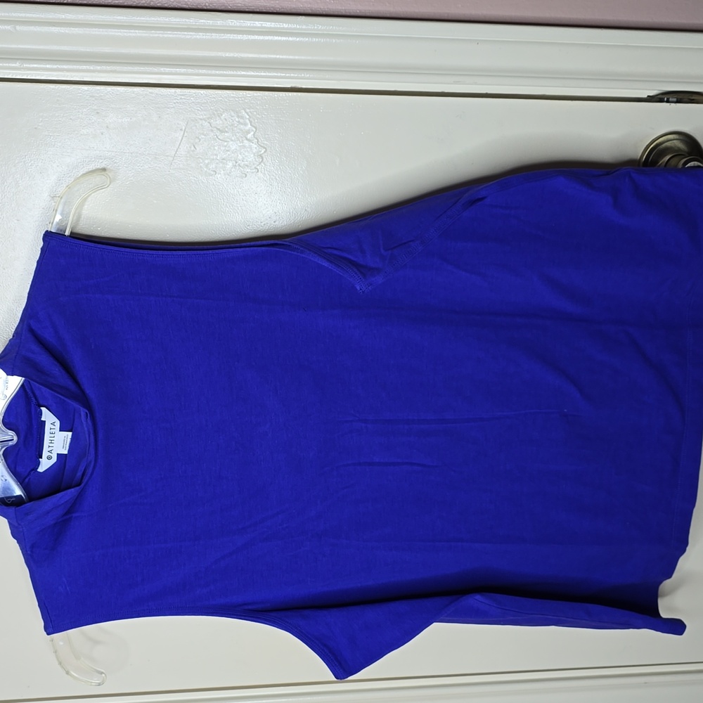Athleta Outbound Mock Neck Blue Purple Cotton Blend Top Size XL - Picture 3 of 8